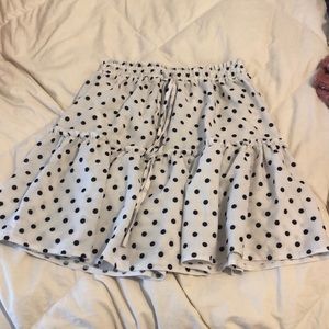 White and black polkadot skirt